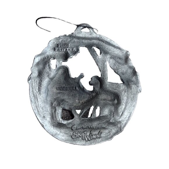 Vintage Skip Winn USA Fine Pewter Ornament For Unto Us A Child Is Born - Picture 2 of 2